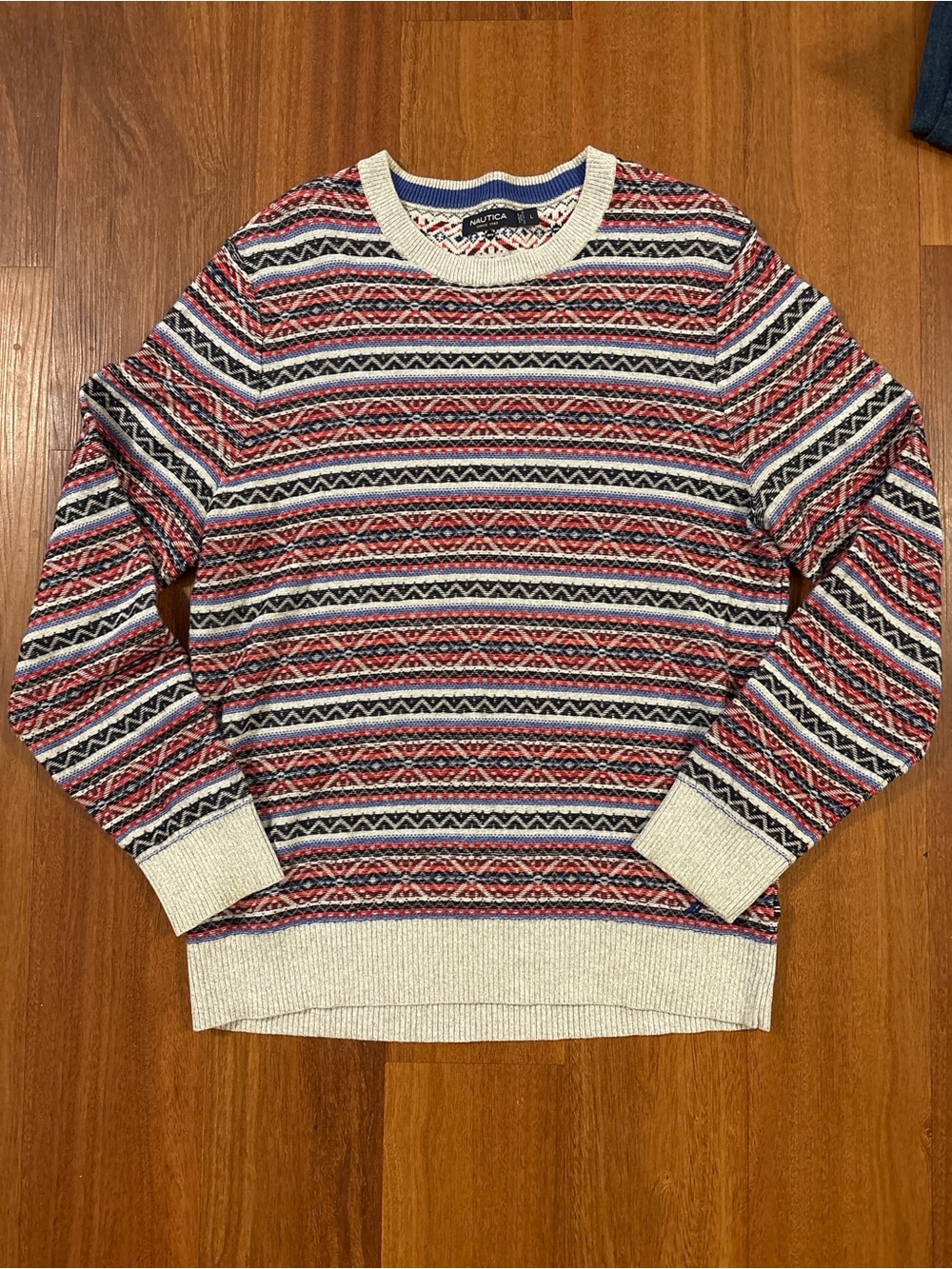 Nautica Coogi‎ Style Y2K Fair Isle Knit Crewneck Sweater Large